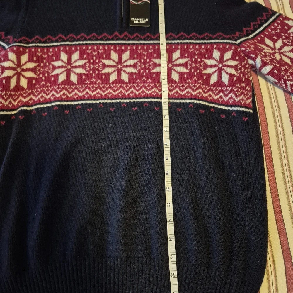 New Daniele Blasi Men's Medi Wool Blend 1/4 Zipper Men's Snowflake Sweater Italy